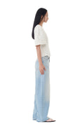 Crinkled Satin Wrap Blouse - Egret