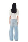 Crinkled Satin Wrap Blouse - Egret