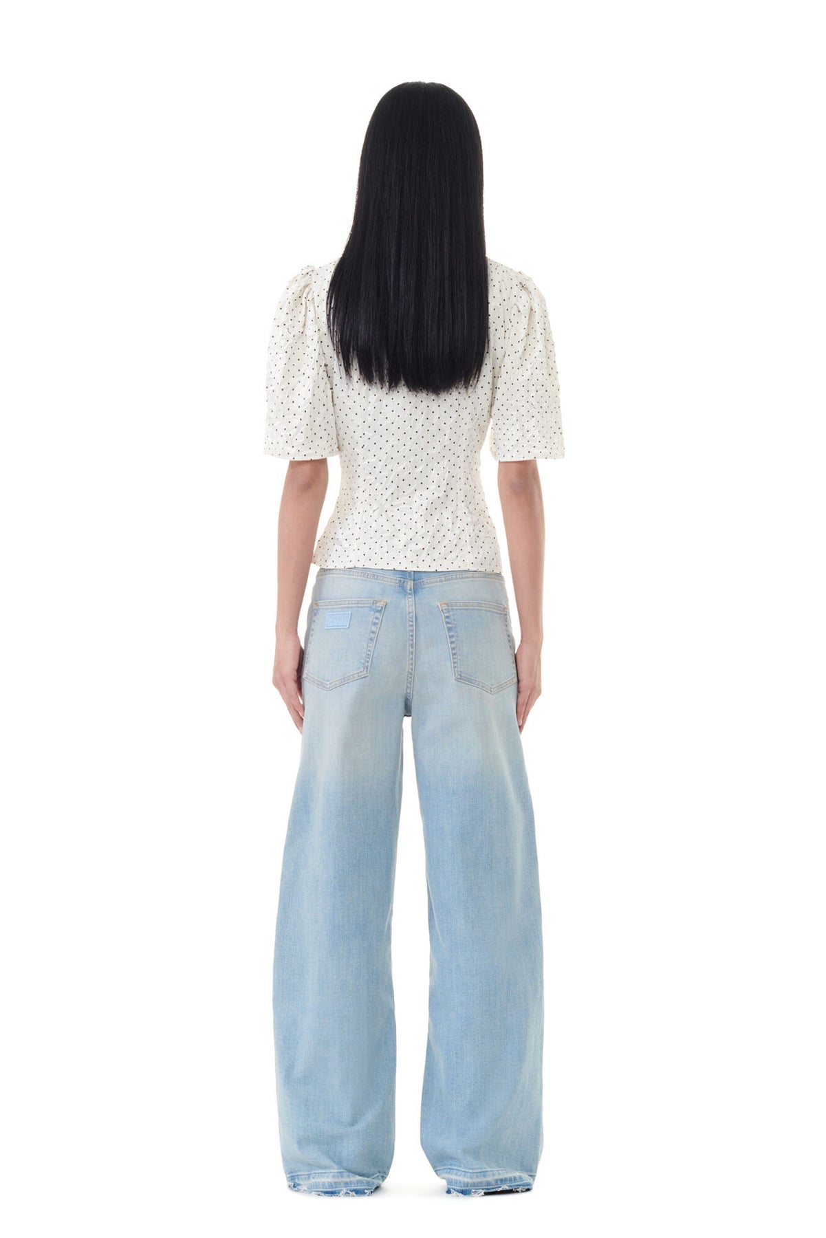 Crinkled Satin Wrap Blouse - Egret