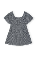Seersucker Check Mini Layer Dress - Egret