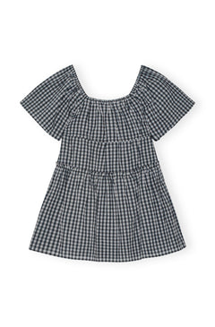 Seersucker Check Mini Layer Dress - Egret