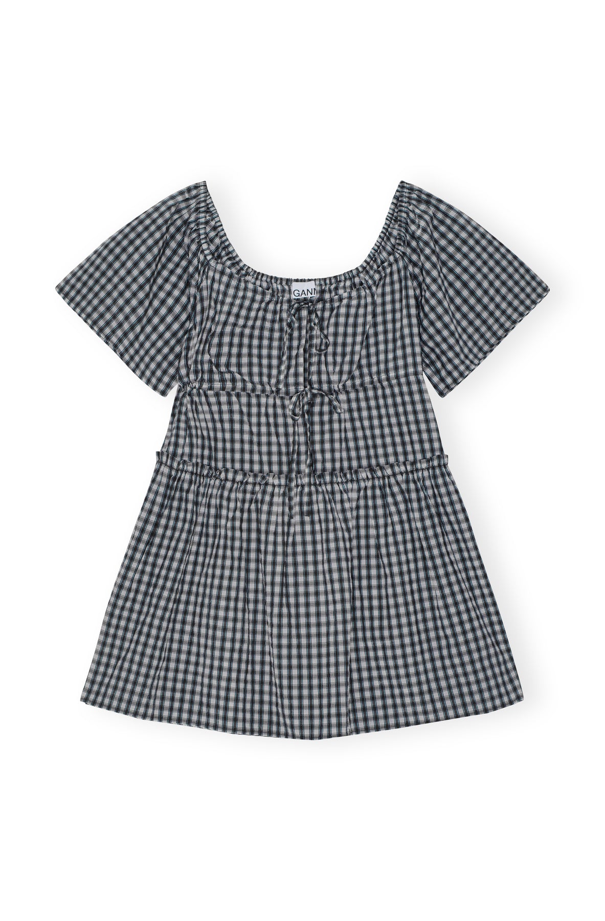 Seersucker Check Mini Layer Dress - Egret