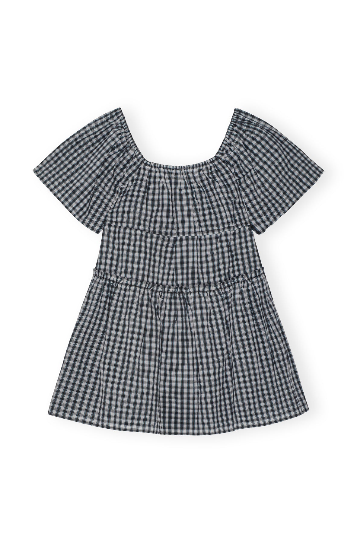 Seersucker Check Mini Layer Dress - Egret