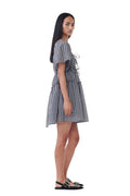 Seersucker Check Mini Layer Dress - Egret