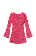 Printed Satin Mini Dress - Rasberry Wine