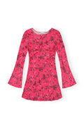 Printed Satin Mini Dress - Rasberry Wine