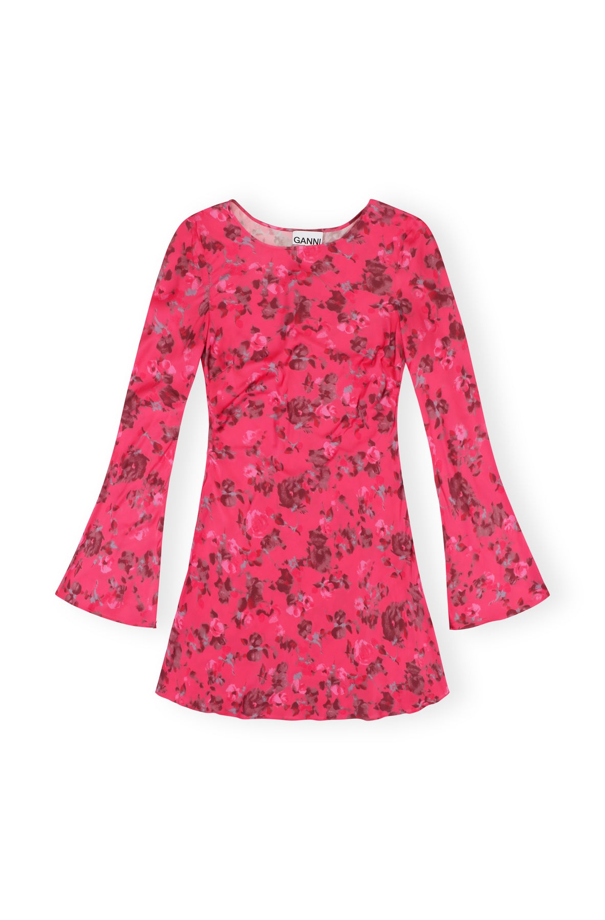 Printed Satin Mini Dress - Rasberry Wine