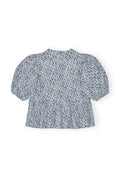 Printed Cotton Poplin Peplum Blouse - Glacier Lake