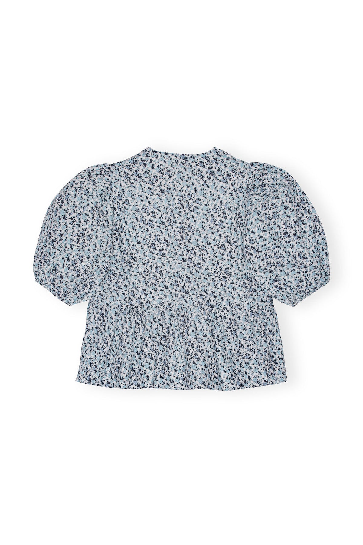 Printed Cotton Poplin Peplum Blouse - Glacier Lake