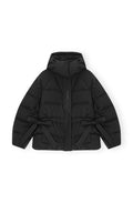 Tech Seersucker Oversized Puffer Jacket - Black
