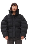 Tech Seersucker Oversized Puffer Jacket - Black