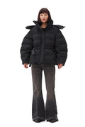 Tech Seersucker Oversized Puffer Jacket - Black