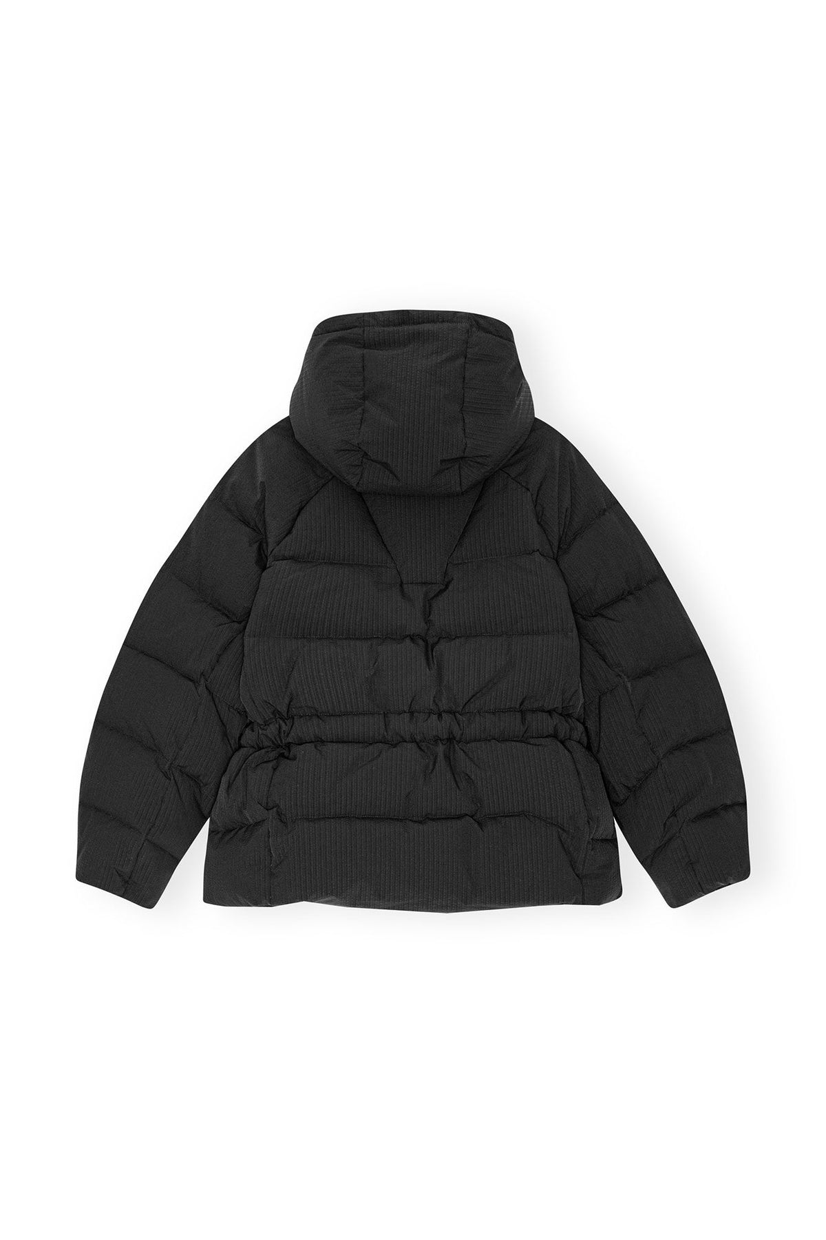 Tech Seersucker Oversized Puffer Jacket - Black