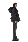 Tech Seersucker Oversized Puffer Jacket - Black