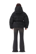 Tech Seersucker Oversized Puffer Jacket - Black