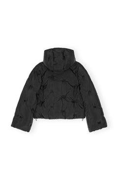 Nylon Tech Puffer Short Jacket - Black