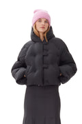 Nylon Tech Puffer Short Jacket - Black