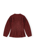 Herringbone Wool Curve Sleeve Blazer - Winery