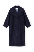 Boiled Wool Large Collar Coat - Sky Captain