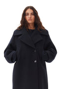 Boiled Wool Large Collar Coat - Sky Captain