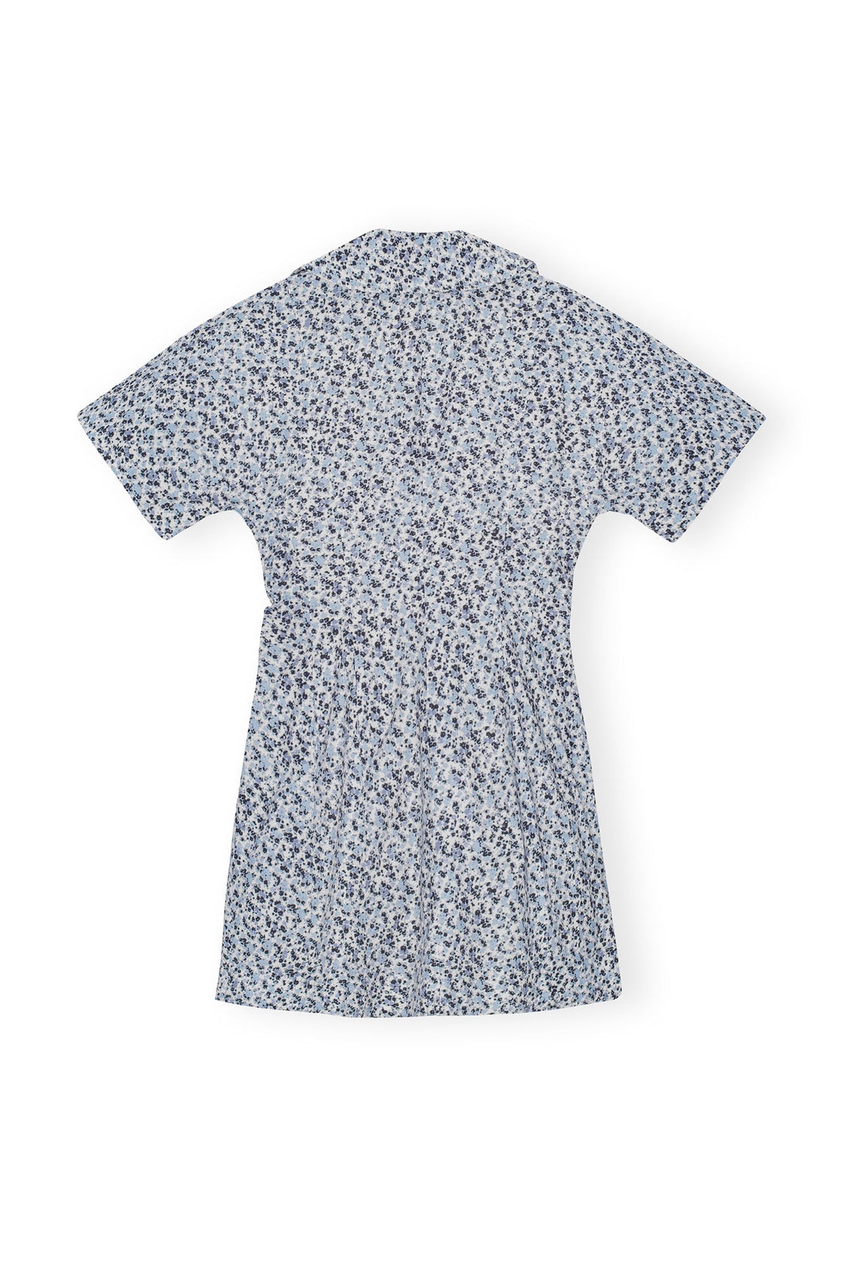 Ganni Printed Cotton Wrap Mini Dress - Glacier Lake
