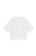 Broderie Anglaise Tie Blouse - Bright White