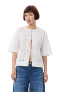 Broderie Anglaise Tie Blouse - Bright White