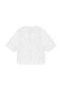 Broderie Anglaise Tie Blouse - Bright White
