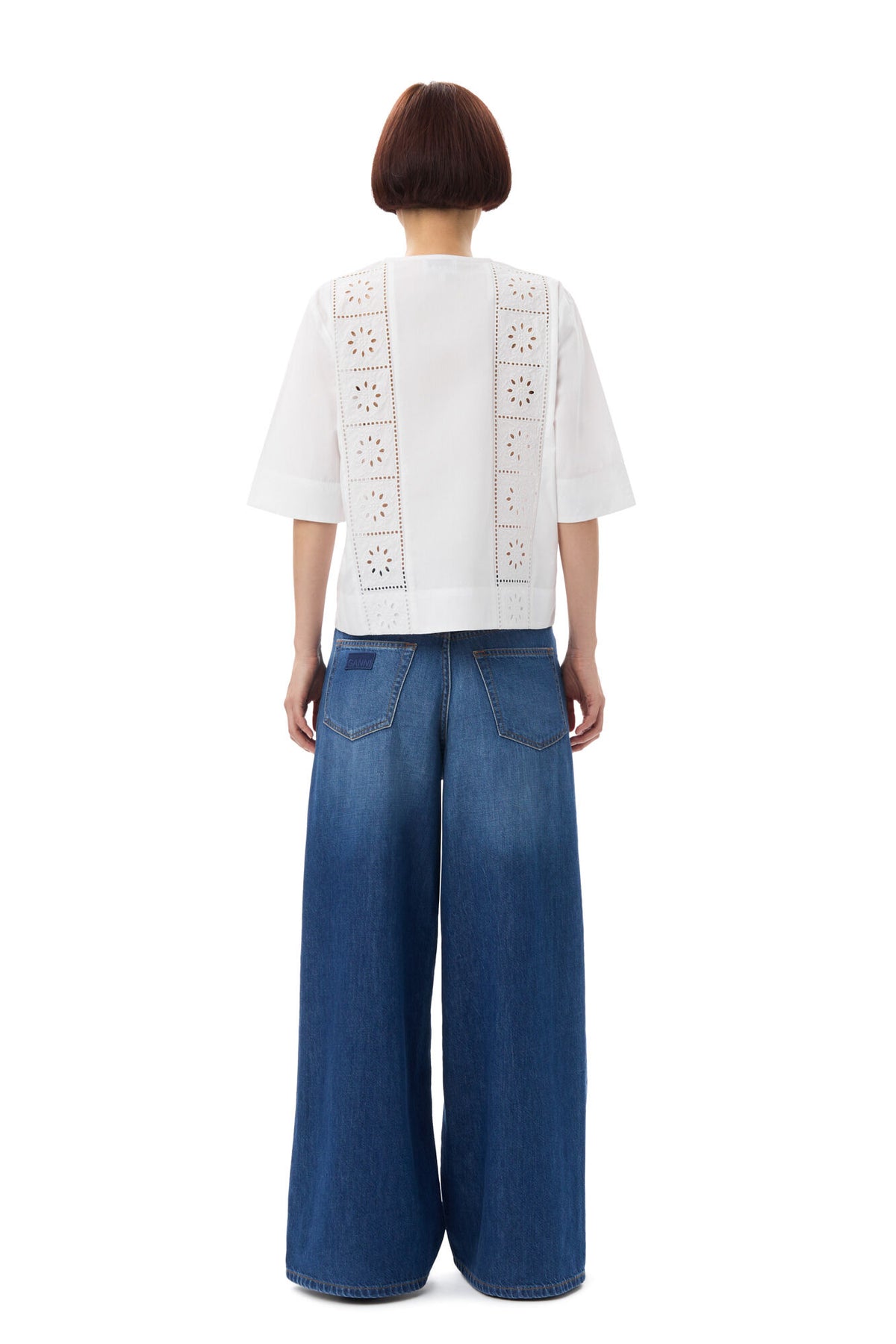 Broderie Anglaise Tie Blouse - Bright White