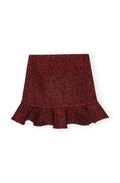 Herringbone Wool Mini Skirt - Winery