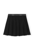 Light Twill Pleated Mini Skirt - Black