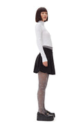 Light Twill Pleated Mini Skirt - Black