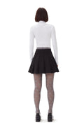 Light Twill Pleated Mini Skirt - Black