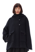Boiled Wool Midi Jacket - Sky Captain