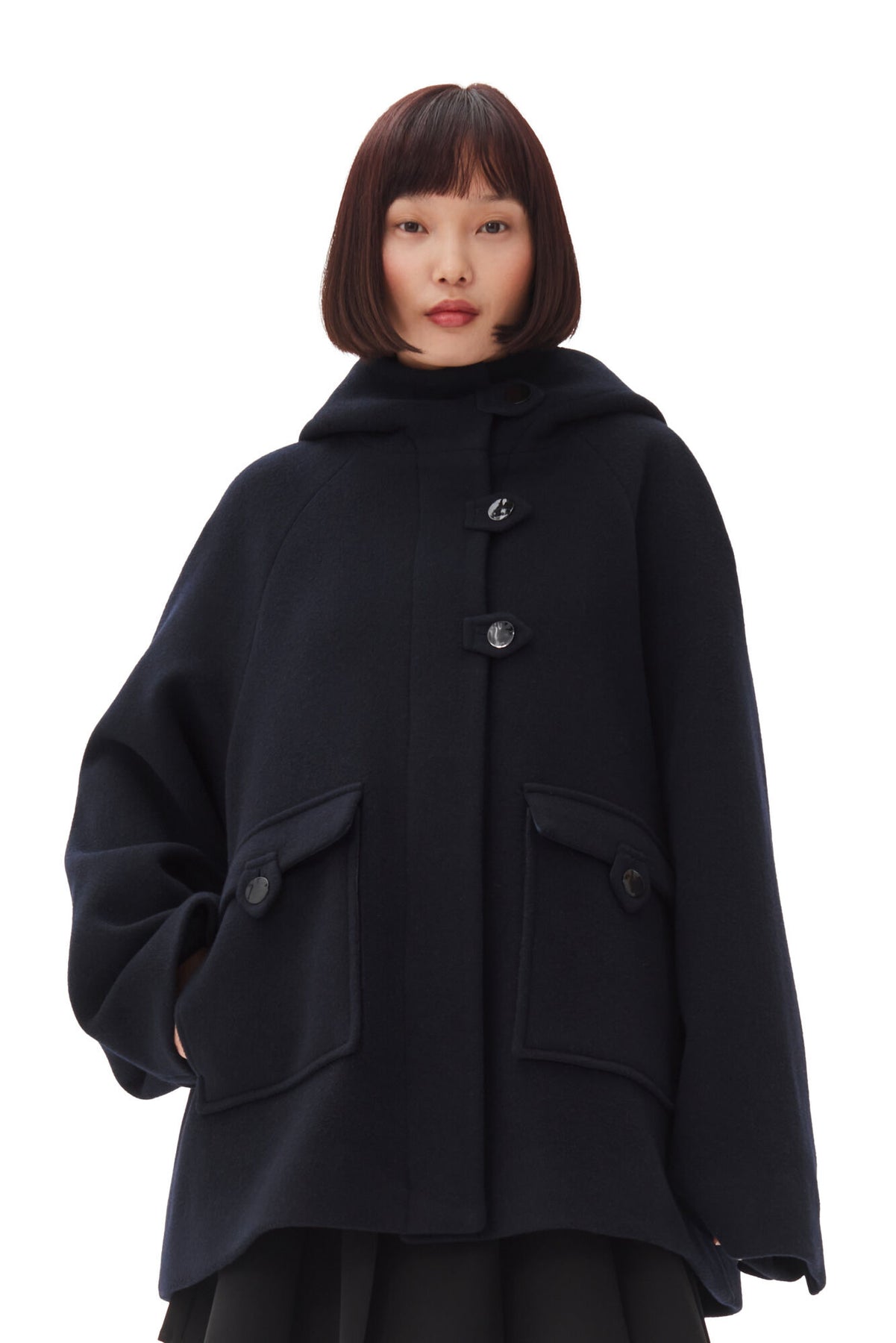 Boiled Wool Midi Jacket - Sky Captain