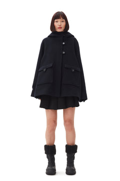 Boiled Wool Midi Jacket - Sky Captain