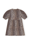 Printed Cotton Tie String Mini Dress - Leopard