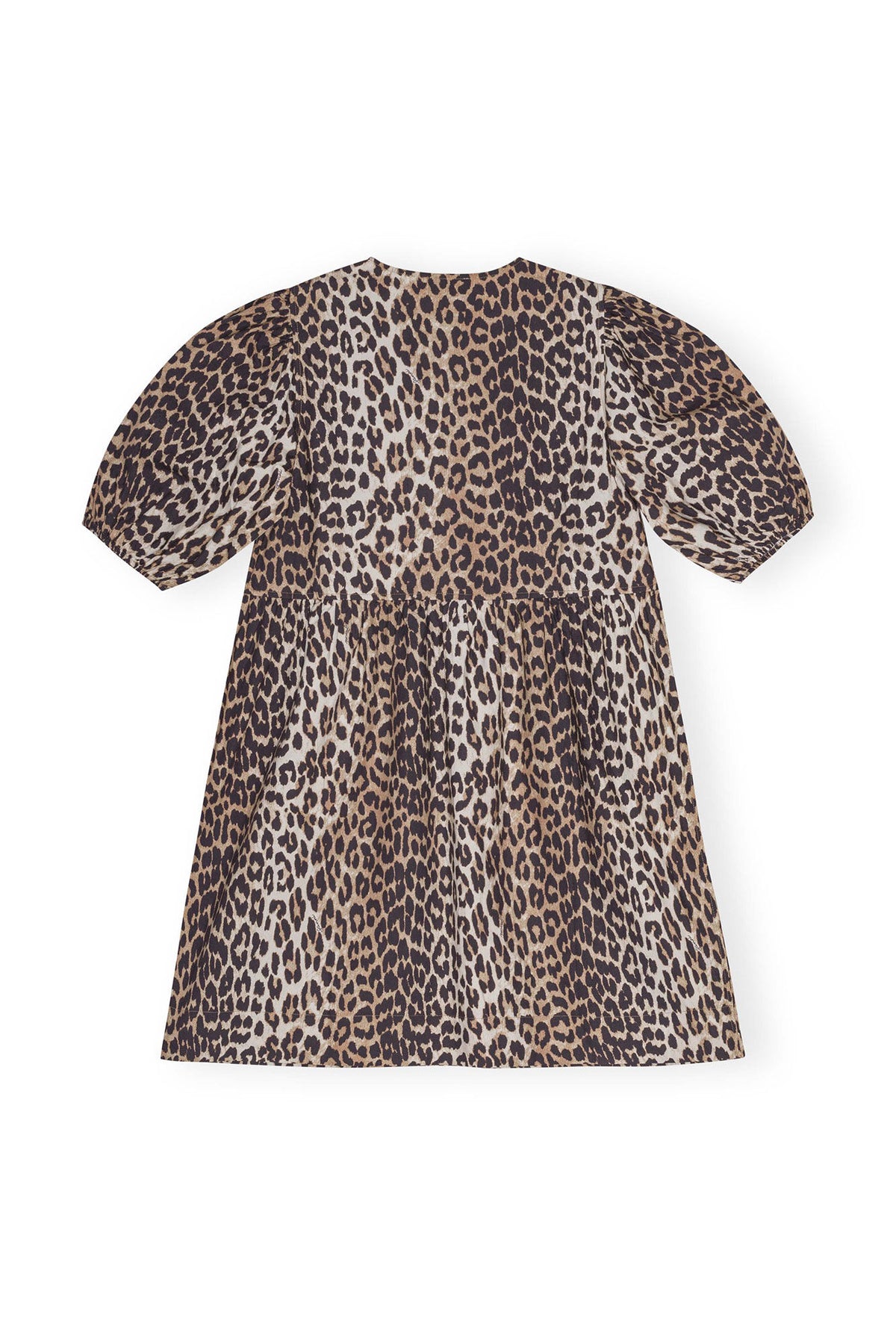 Printed Cotton Tie String Mini Dress - Leopard