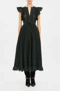 Olga Flutter Sleeve Midi Dress - Cypress