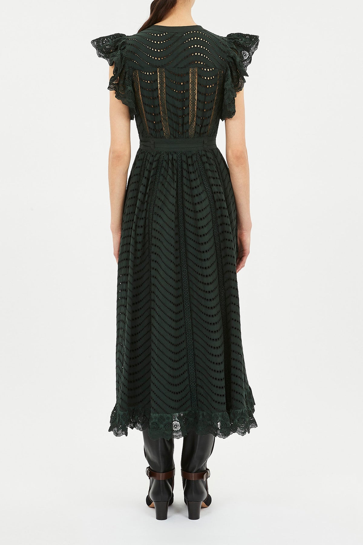 Olga Flutter Sleeve Midi Dress - Cypress