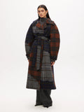 Wool Trench Coat - Dark Patchwork Check