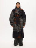 Wool Trench Coat - Dark Patchwork Check