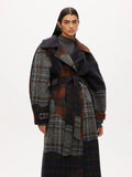 Wool Trench Coat - Dark Patchwork Check