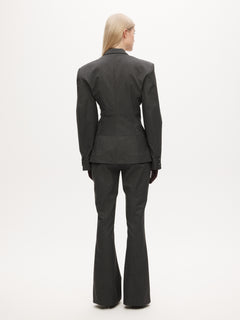 Hourglass Blazer - Grey Pinstripe