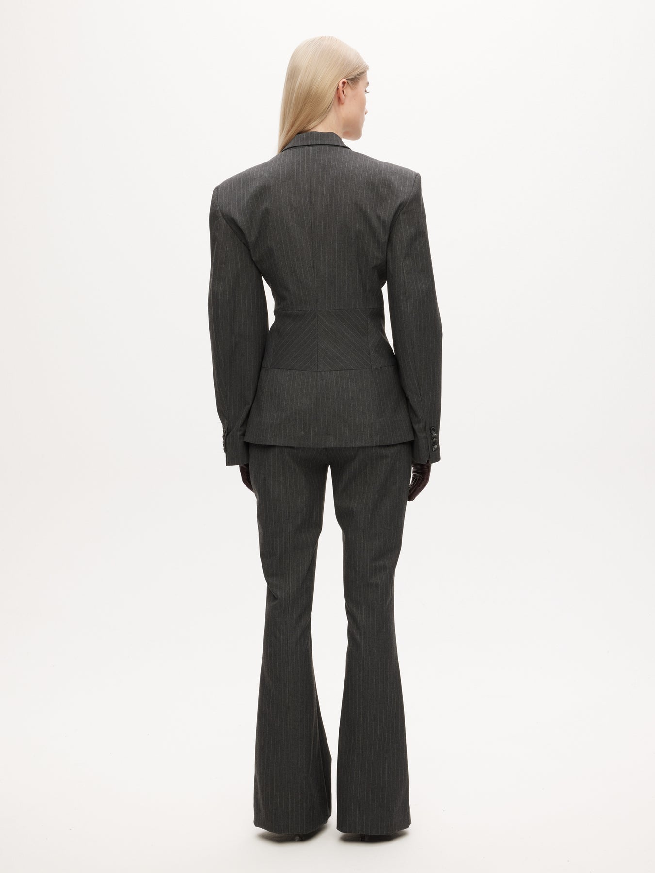 Hourglass Blazer - Grå Pinstripe
