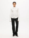 Fitted Bustier Shirt - White Pinstripe