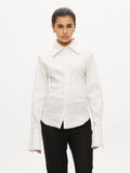 Fitted Bustier Shirt - White Pinstripe