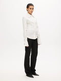 Fitted Bustier Shirt - White Pinstripe