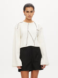 Rib Patchwork Top - Off-White