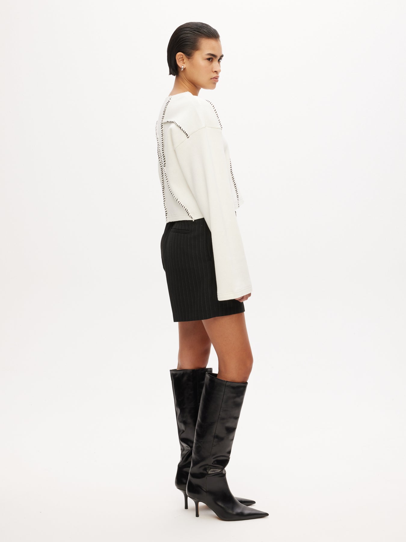 Rib Patchwork Top - Off-White